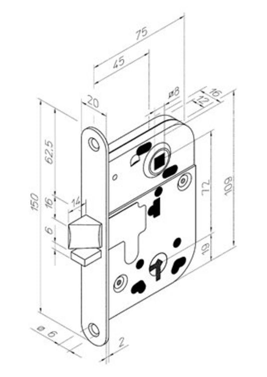Låshus Abloy 2014 H Zink stolpe